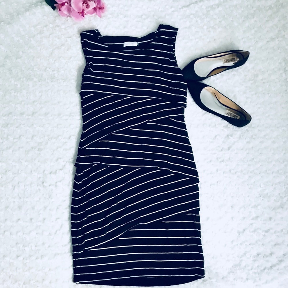 Calvin Klein Striped Black and White Dress size 10